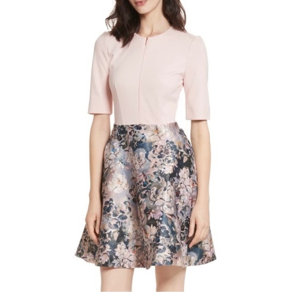 Ted Baker Dresses & Skirts - TED BAKER Pink Amarlia Eloquent Jacquard Skater Cocktail Dress Sz2 (US6)